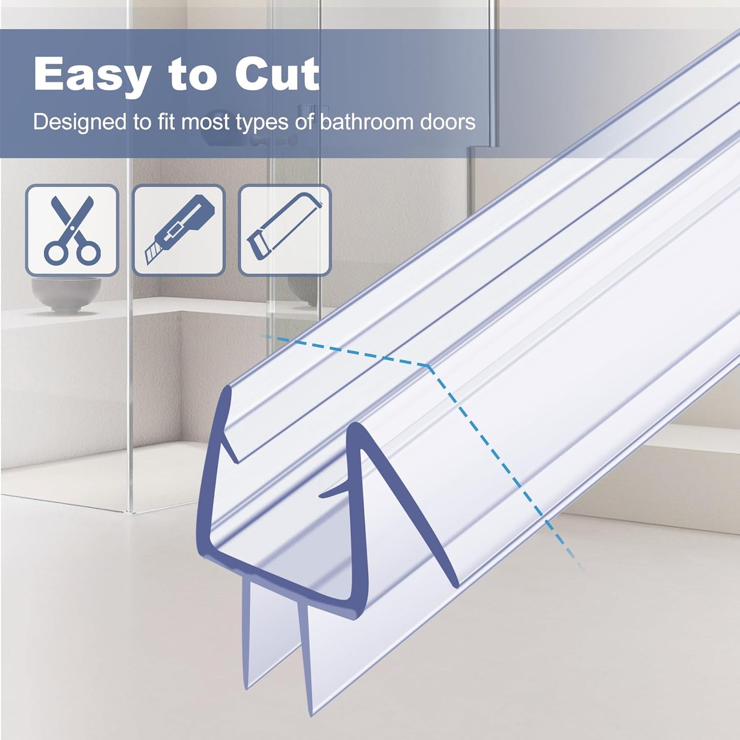 4-Pack Frameless Shower Door Bottom Seal, 3/8” x 39” | For 3/8 Inch Thick Glass Doors, Stop Shower Leaks, Create a Water Barrier