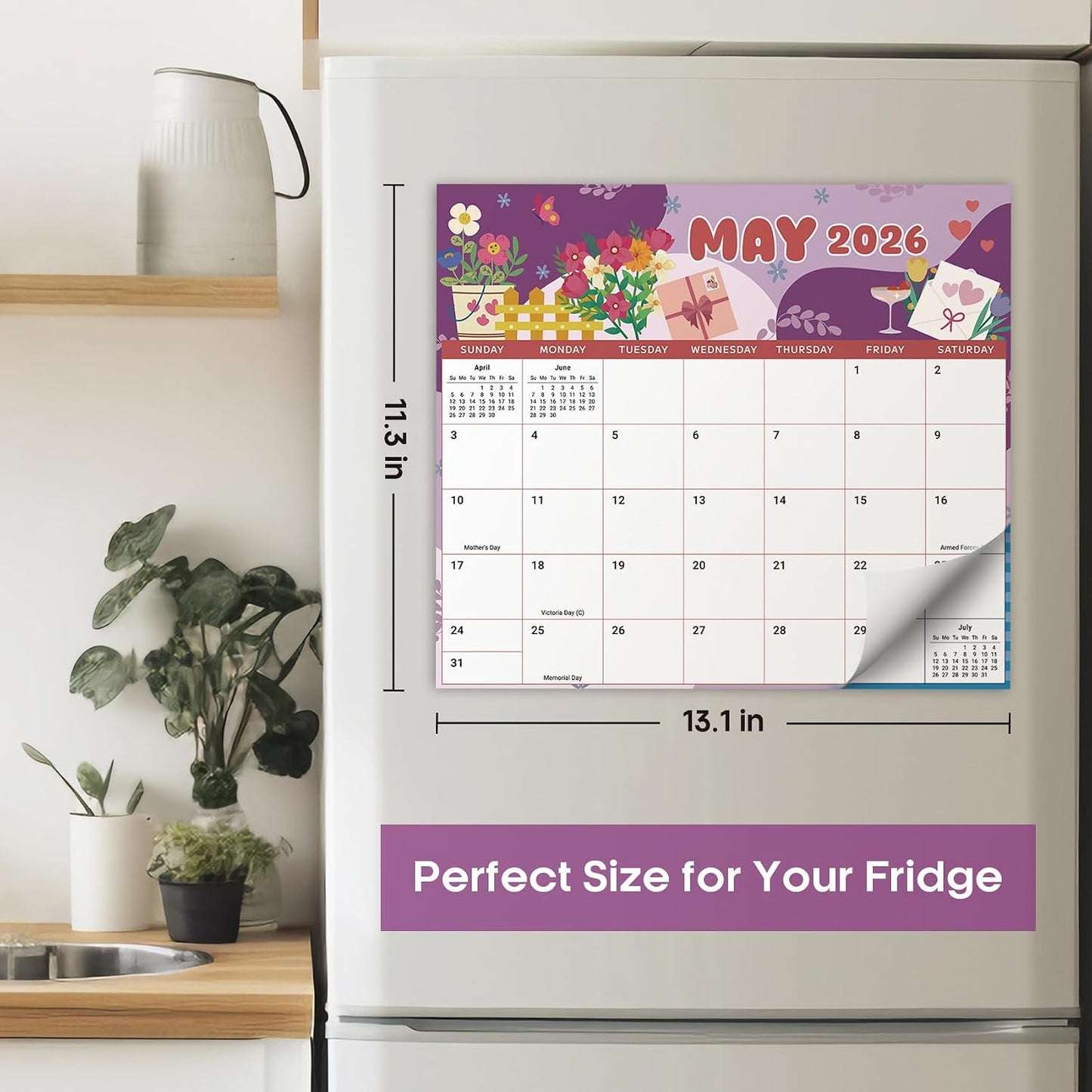 2026-2027 Magnetic Calendar for Refrigerator, Apr 2026-Dec 2027 | 21-Month Fridge Calendar 2026-2027 for Home Planning, Scheduling and Easy Organization, Greenery