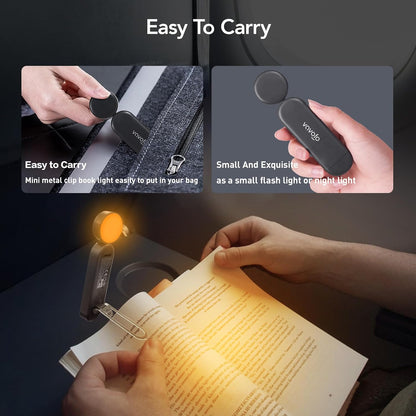 VAVOFO USB Rechargeable Bookmark Reading Light, Blue Light Blocking Amber LEDs for Bedtime Reading - Clip On, 9 Lighting Modes