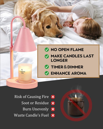 Modern Candle Warmer Lamp with Timer, Dimmable Candle Lamp Warmer, Mothers Day Birthday Gifts for Women Men, Black Candle Warmer, Adjustable Candle Light Warmer, Cozy Living Room Bedroom Home Decor