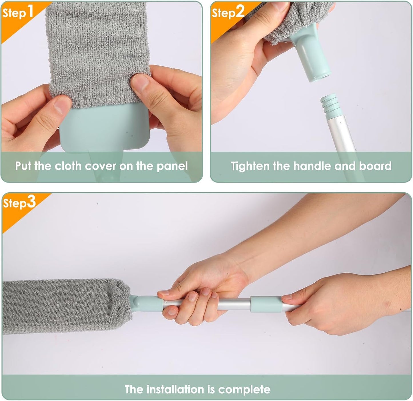 Retractable Gap Dust Cleaner, Long Handle CleaningTool with 3 Washable Microfiber Dusting Cloths, Duster Brush for Cleaning Under Appliances