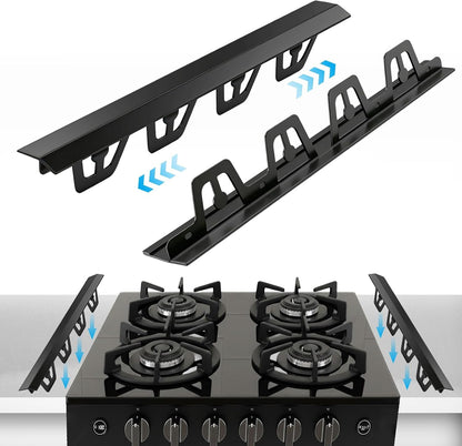 Stove Gap Covers Stainless Steel, 2 Pack Stove Gap Filler Easy Retractable Length 13.8" to 27.5", Width 0.79" Stove Gap Guards Range Trim Kit, Heat Resistant Guard Between Stove Top & Counter