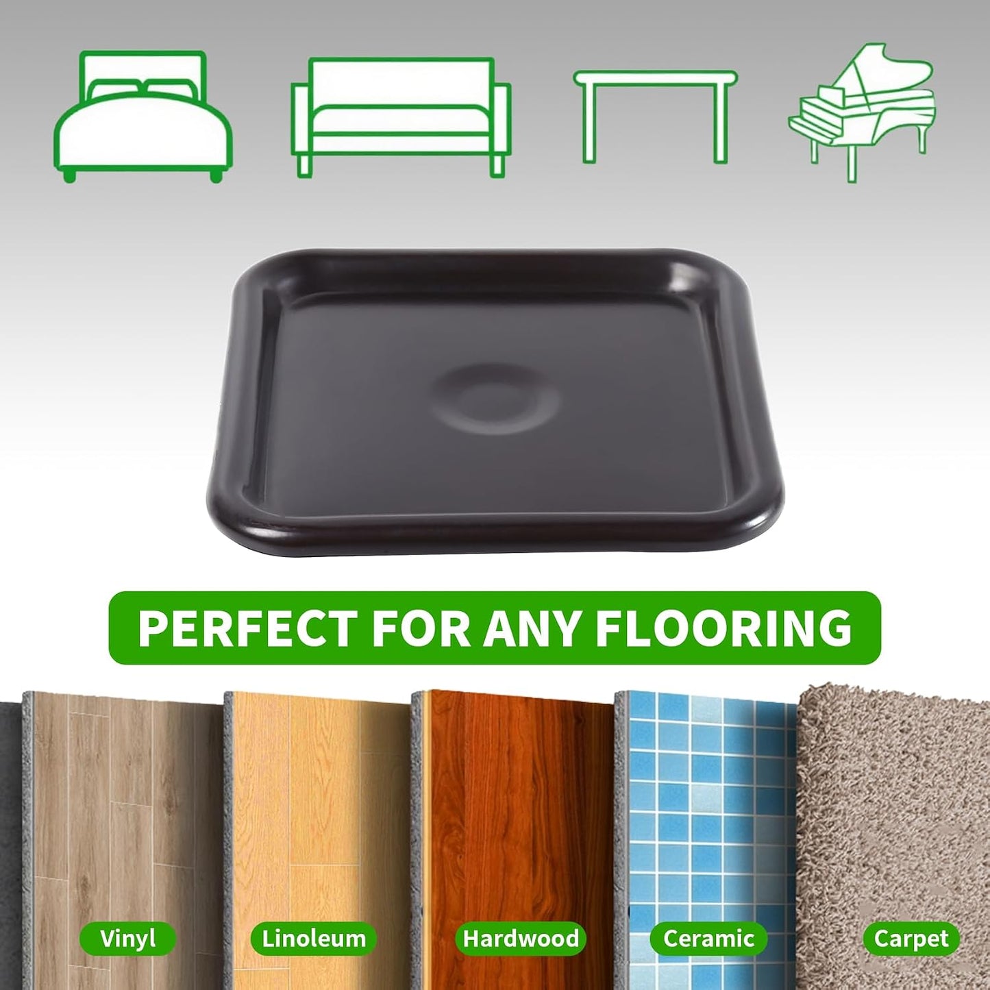 1 5/8" Round Carpet Bottom Furniture Caster Cups Furniture Coasters 24 Pack | Reusable Furniture Pads for Hardwood Floors, Carpet Sliders Floors Protectors to Tile or Laminate from Scratches, Brown/Gray