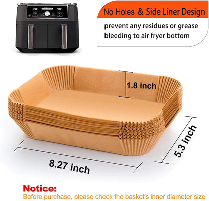 Air Fryer Liners Disposable 9 Inch, 9 inch Air Fryer Liners 125 Pcs Large Square Air Fryer Paper Liners for 5QT 6qt 8QT Air Fryer, Non-stick Parchment Paper for Frying, Baking