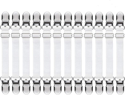 Boao 12 Pcs Bedsheet Strap Elastic Clip, White, 4-8 Inch Length