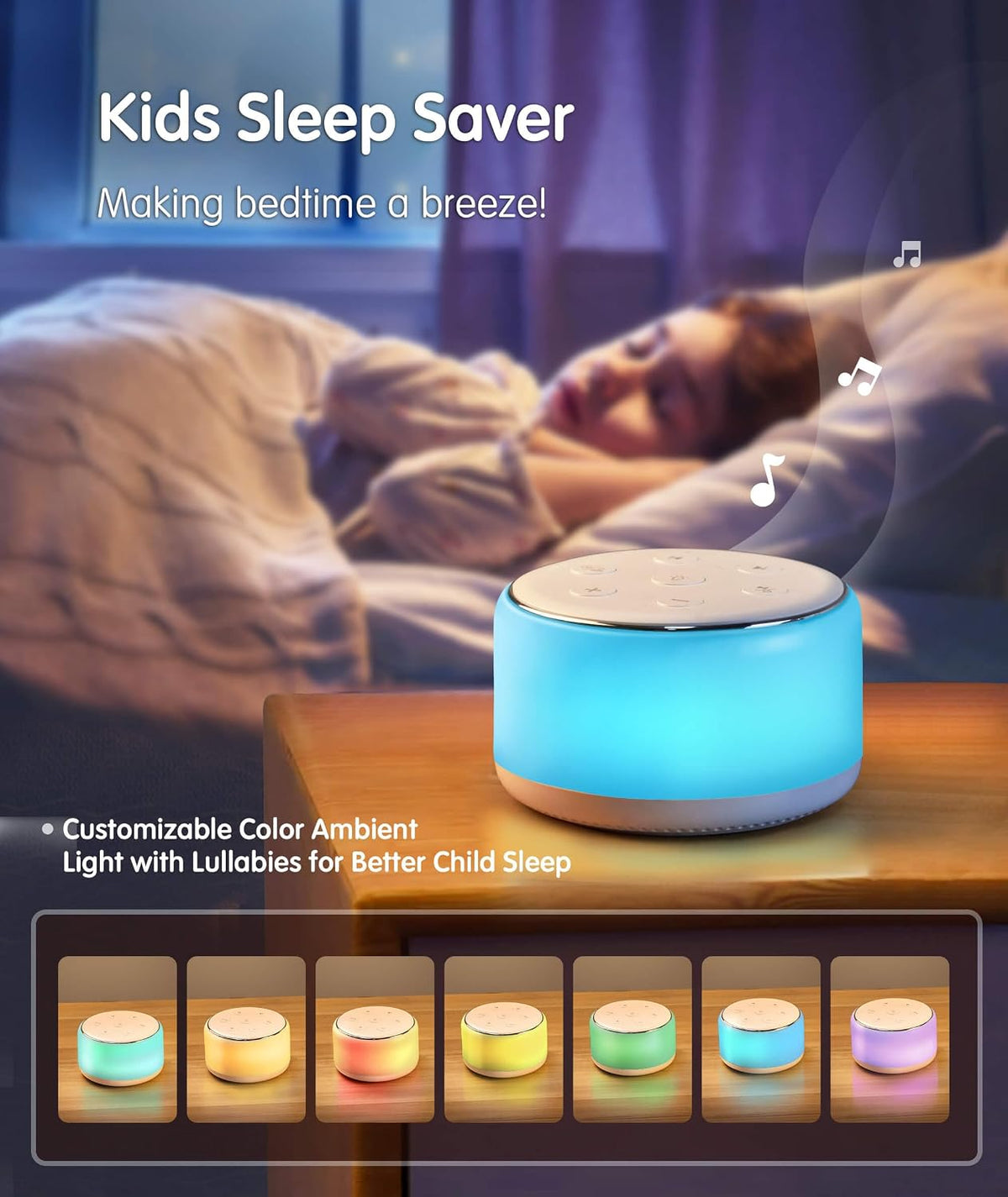 FamiSym Rechargeable White Noise Sound Machine Baby with Night Light