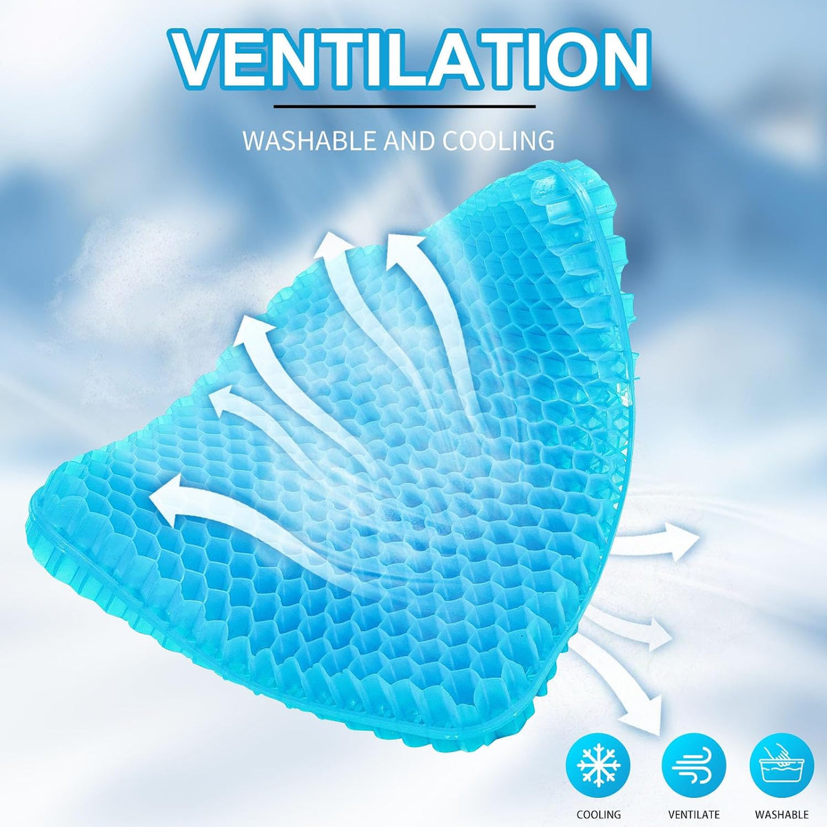 Gel Seat Cushion for Long Sitting - 16.5" x 14.5" x 2.4" (Extra Thick＆Soft)