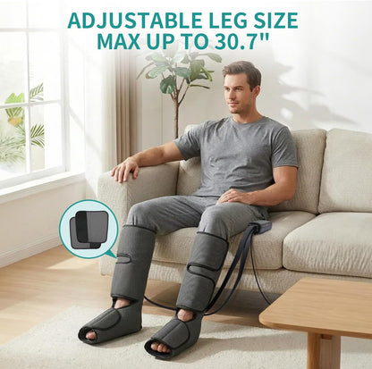 Nekteck Leg Compression Massager for Circulation and Relaxation | FSA Eligible HSA Foot and Calf Massage, 2 Modes, 3 Intensities, 20 Mins Auto-Off, Hand-held Controller, Adjustable Leg Wraps