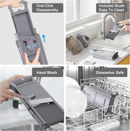 Safe Mandoline Slicer for Kitchen, Potato Slicer for Chips,Vegetable Cutter | Potato Slicer for Chips, 6 in 1 Vegetable slicer with Thickness Adjuster, Faster Kitchen Slicer for Meal Prep (Only Slice)