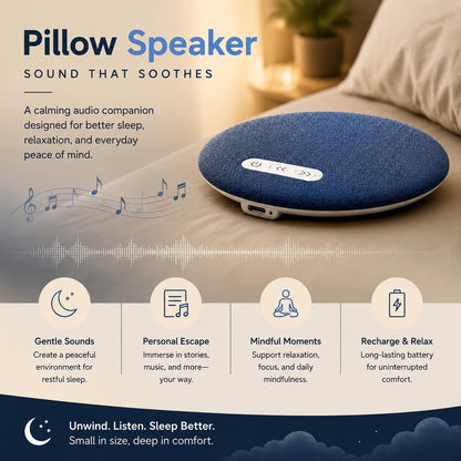 Pillow Speaker for Sleeping, Mini Bluetooth Under Pillow Speaker