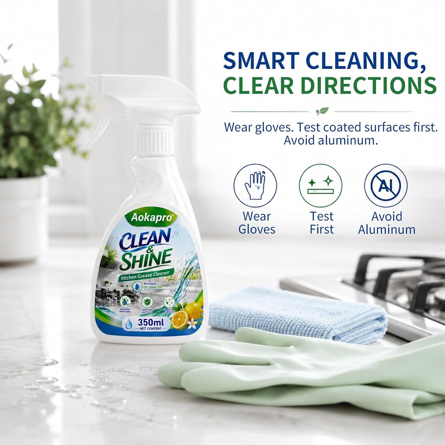 Kitchen All Purpose Cleaner and Degreaser, Oven and Stove Top Cleaner | Greasekiller Spray, 12.5oz for Kitchen Cleaner, Oil Stain Remover for Countertops, Ovens, Appliances, BBQ, Lemon,Ready to Use