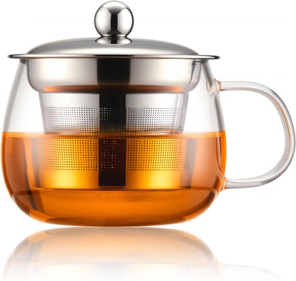 PARACITY Tea Cup with Infuser and Lid, 13 oz Glass Tea Infuser Mug | 13 oz Tea Cup with Lid Glass Tea Infuser Mug Fine-Mesh Strainer Borosilicate Glass Dishwasher Compatible