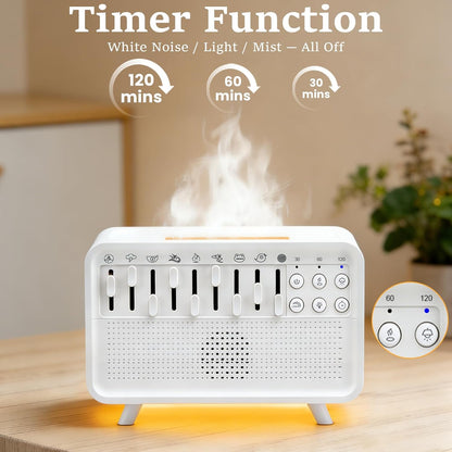 White Noise Night Light Sound Machine Humidifier 3-in-1 White Noise Machine with 8 Ambient Sounds Air Humidifier for Bedroom Powered by USB Essential Oil Diffuser for Sleeping Meditation Work