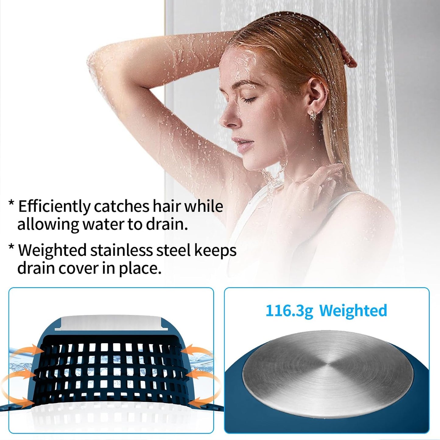 Aluvor Shower Drain Hair Catcher Bathtub Drain Cover Sink Drain Protector | Bathroom Sink & Bathtub Drain Strainer for Pop-Up & Regular Drains, Silver Grey