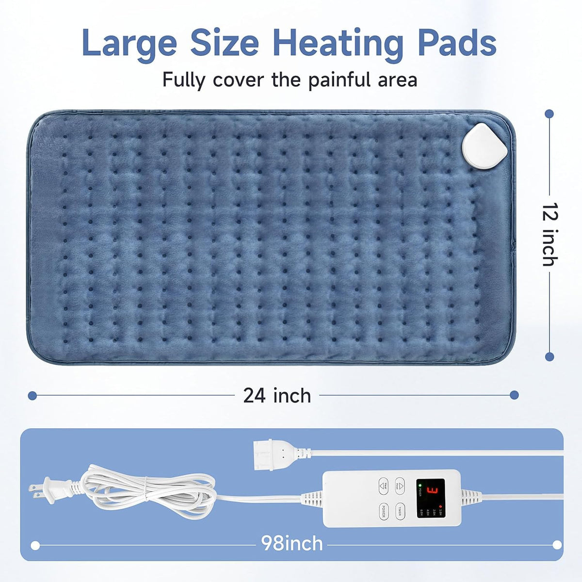 NBKLS Heating Pads for Back Neck Shoulder Pain, Electric Heating Pad Auto Shut Off, Fast Heat, Large Heating Pad Christmas Gift for Women Men, Birthday Gifts for Mom Dad (Blue)