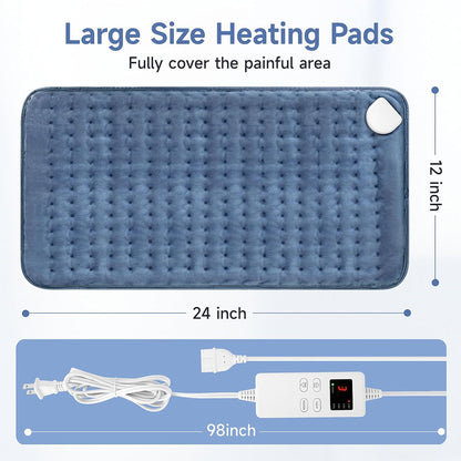 NBKLS Heating Pads for Back Neck Shoulder Pain, Electric Heating Pad Auto Shut Off, Fast Heat, Large Heating Pad Christmas Gift for Women Men, Birthday Gifts for Mom Dad (Blue)