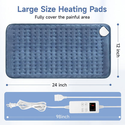NBKLS Heating Pads for Back Neck Shoulder Pain, Electric Heating Pad Auto Shut Off, Fast Heat, Large Heating Pad Christmas Gift for Women Men, Birthday Gifts for Mom Dad (Blue)