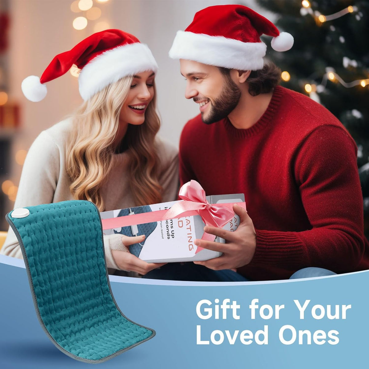 NBKLS Heating Pads for Back Neck Shoulder Pain, Electric Heating Pad Auto Shut Off, Fast Heat, Large Heating Pad Christmas Gift for Women Men, Birthday Gifts for Mom Dad (Blue)