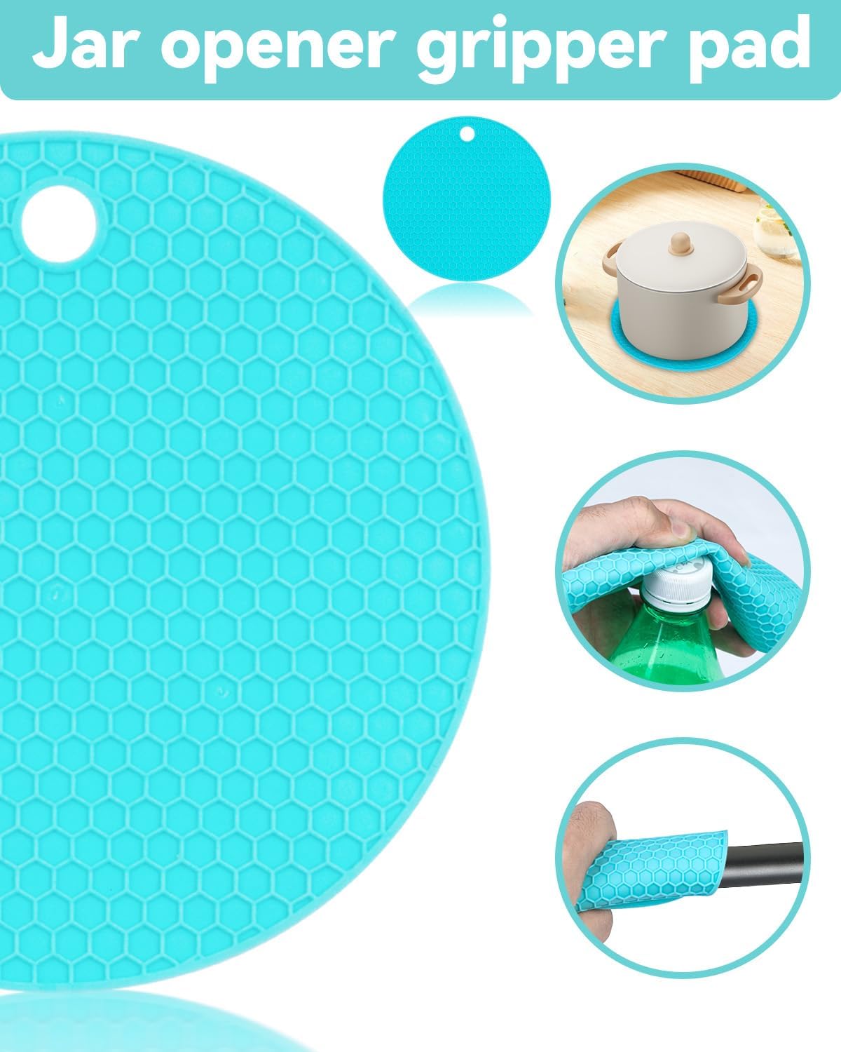 Jar Opener 3-Piece Set, Can and Bottle Opener for Weak Hands | Multi-function kitchen tool set for seniors with arthritis. Ergonomic non-slip, easy-to-use gift for elderly