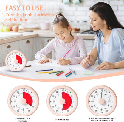 Visual Timer for Kids 60 Minute Countdown Timer Rainbow Disk Desk Timer Clock for Classroom Study Office Kitchen with Silent Operation (Purple)