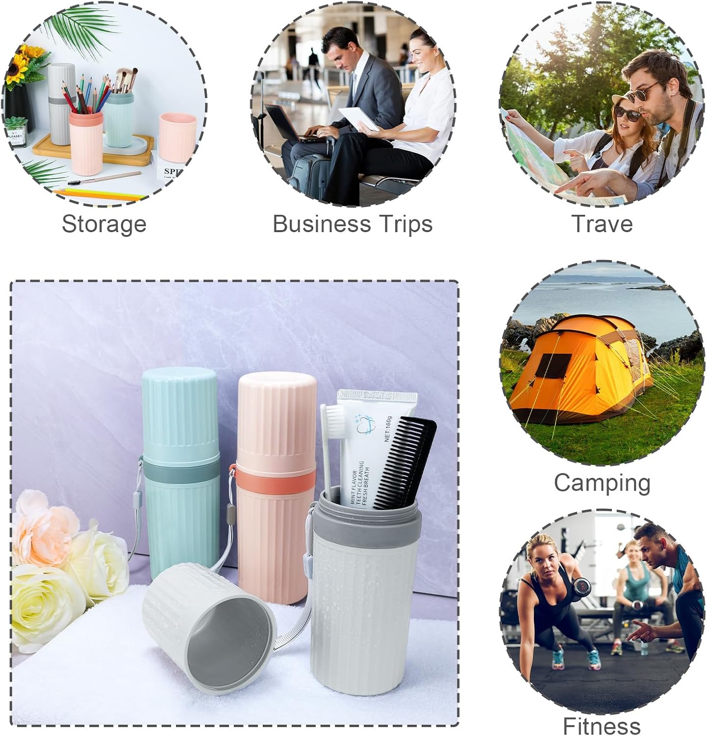 Mulbozy 4 Packs Portable Travel Toothbrush Case, Breathable Plastic Toothbrush Holder for Home, Travel, Business, Camping, School