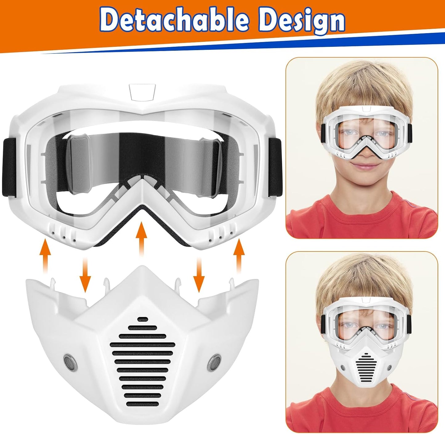 POKONBOY Detachable Masks, Tactical Mask with Goggles Compatible with Nerf Rival, Apollo, Zeus, Khaos, Atlas, & Artemis Blasters Rival Mask