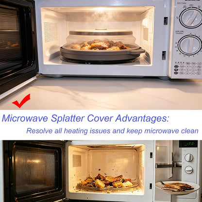 10.6" Microwave Splatter Cover with Anti-Scald Base Mat, Collapsible Food Cover for Plates & Bowls, BPA-Free Silicone Guard Lid with Vented Holes, Dishwasher Safe Kitchen Essential Gadgets