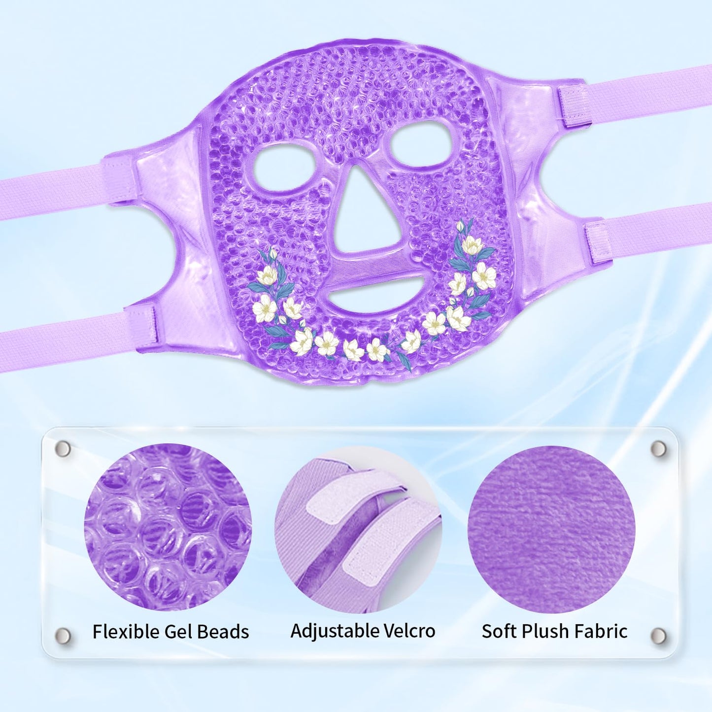 Cold Face Eye Masks Ice Face Mask Hot Cold Compress for Dark Circles, Puffiness, Migraines, Headache, Stress, Redness, Cooling Face Masks for Women Man, Skin Care