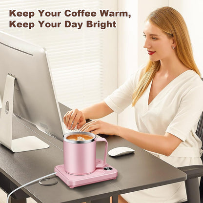 Felibeaco Coffee Mug Warmer & Mug Set for Desk, Smart Coffee Cup Warmer with 16oz Heated Mug, Cup Heater with Auto Shut Off for Office/Home, Coffee Gifts for Women/Men/Dad on Father‘s Day, Red