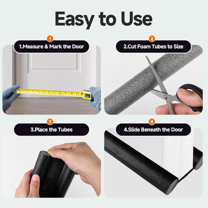 Under Door Draft Stopper, 6 Pack 12.6 Inch Doors Draft Blocker, Flexible and Adjustable Replacement Foam Tubes, Block Noise, Sound and Cold Air Door Seal, Gap Filler for Bottom of Doors, Grey