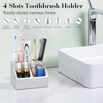 Luxspire Diatomite Toothbrush Holder, 2 Slots, Marble White | Fast Drying, Diatomaceous Earth, Electric Tooth Brush and Toothpaste Organizer, For Bathroom Kitchen Vanity Countertop