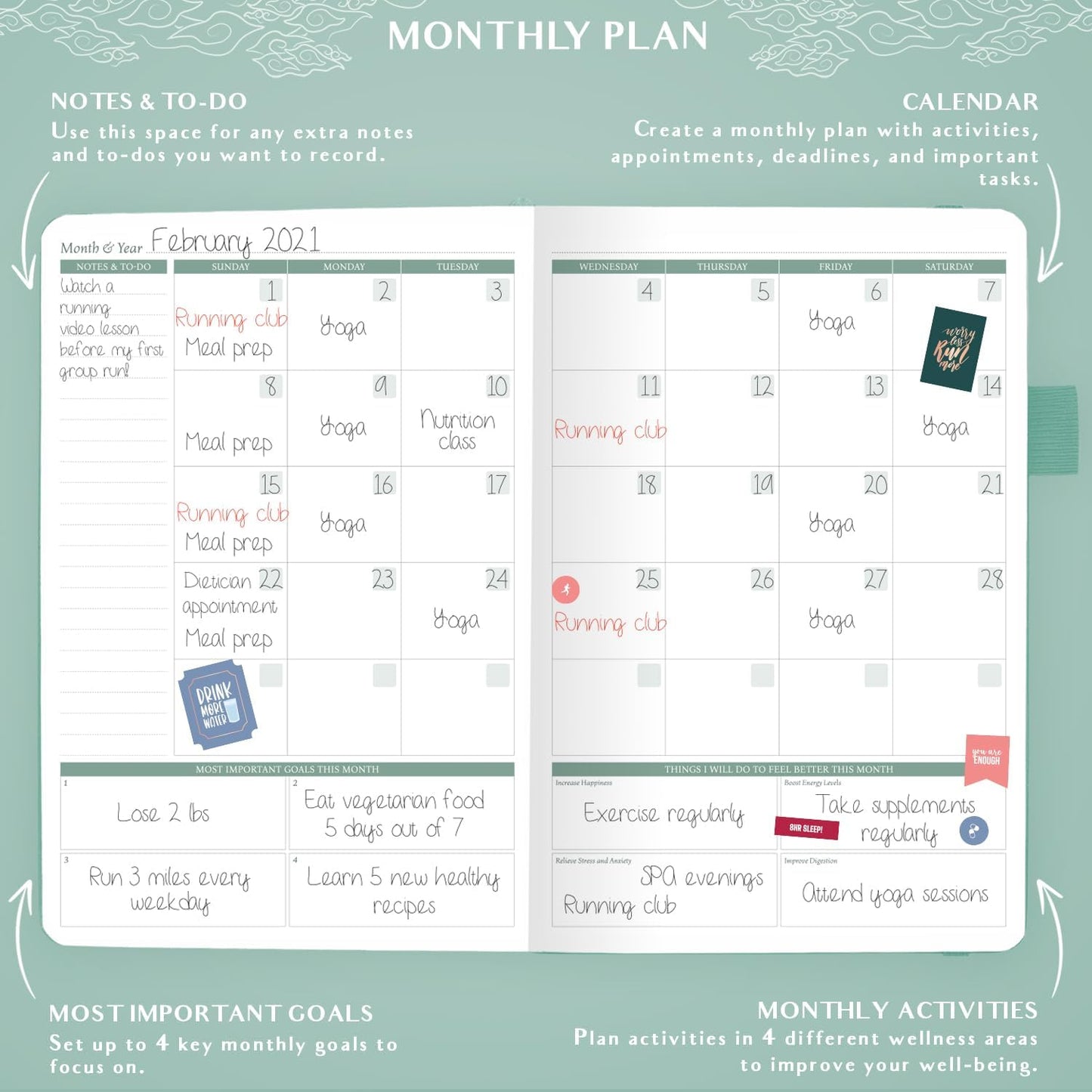 Legend Food Journal, Weight Loss & Meal Tracking Diary 5.8x8.3 Hot Pink | Undated wellness planner, Fitness & health diary, Daily calorie counter notebook for weightloss, Diet tracker, Lasts 6 months