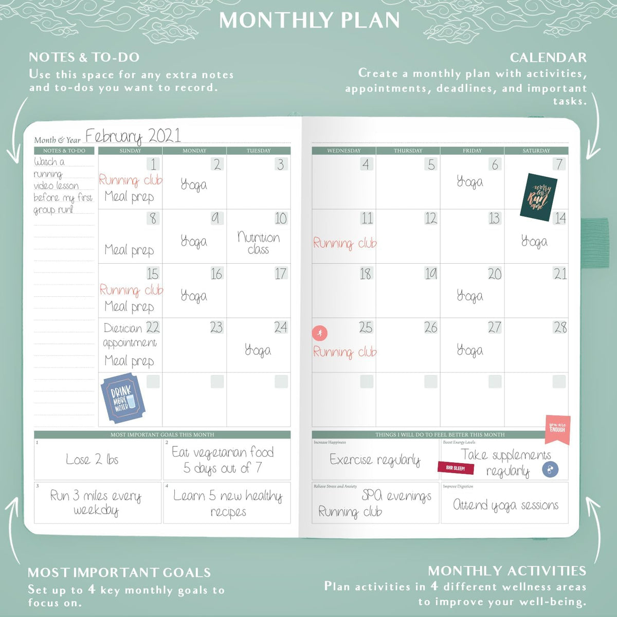 Legend Food Journal, Weight Loss & Meal Tracking Diary 5.8x8.3 Hot Pink