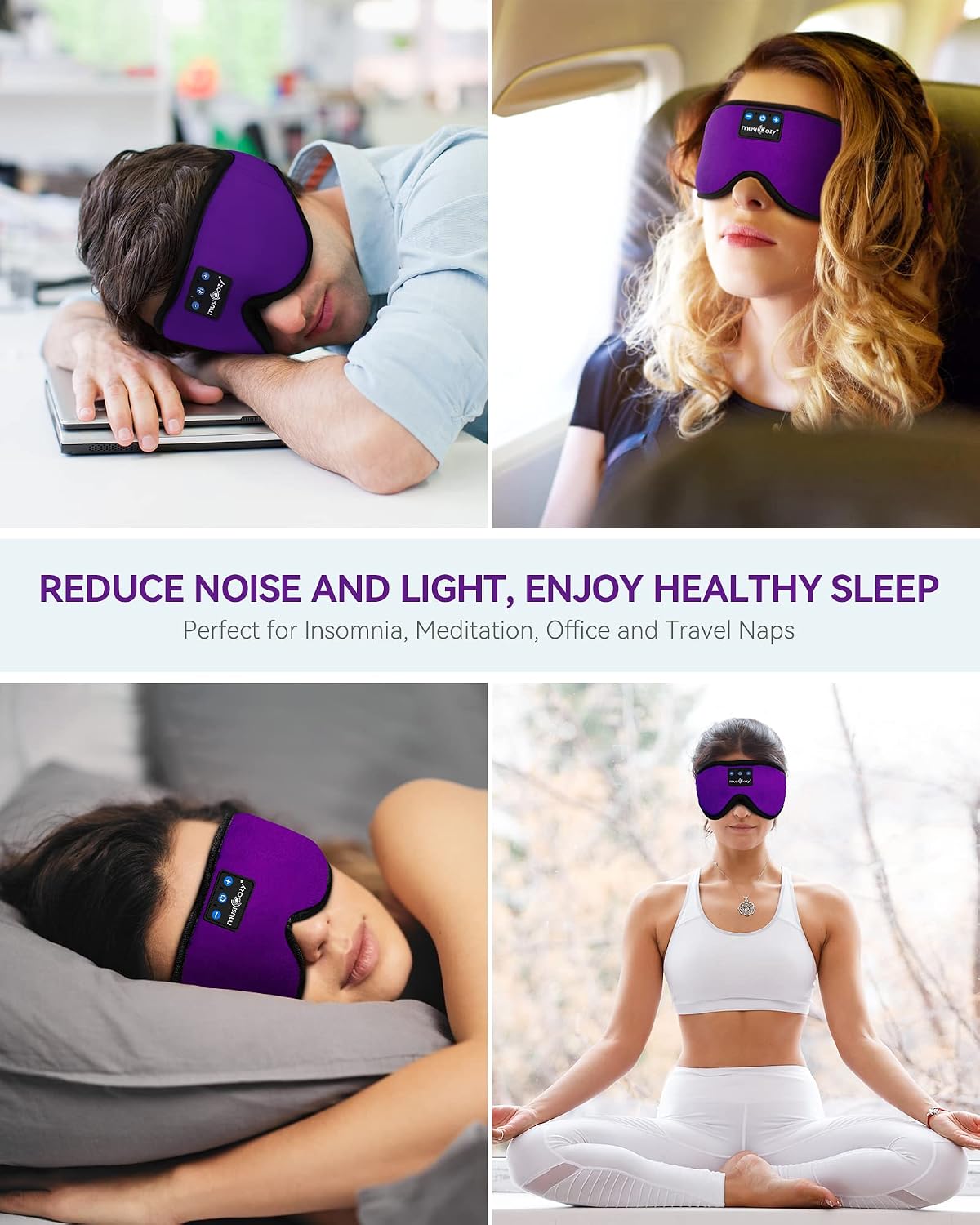 MUSICOZY 3D Sleep Headphones Bluetooth 5.4 Sleep Mask with HD Speakers