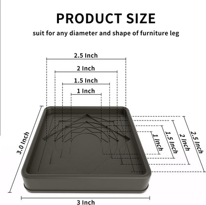 Furniture Coasters 4 Pcs 4” Furniture Caster Cups - Non Slip Furniture Pads Hardwoods Floors - Non Skid Grippers Rubber Furniture Feet Anti Slide Floor Protector for Bed Couch Stoppers Black