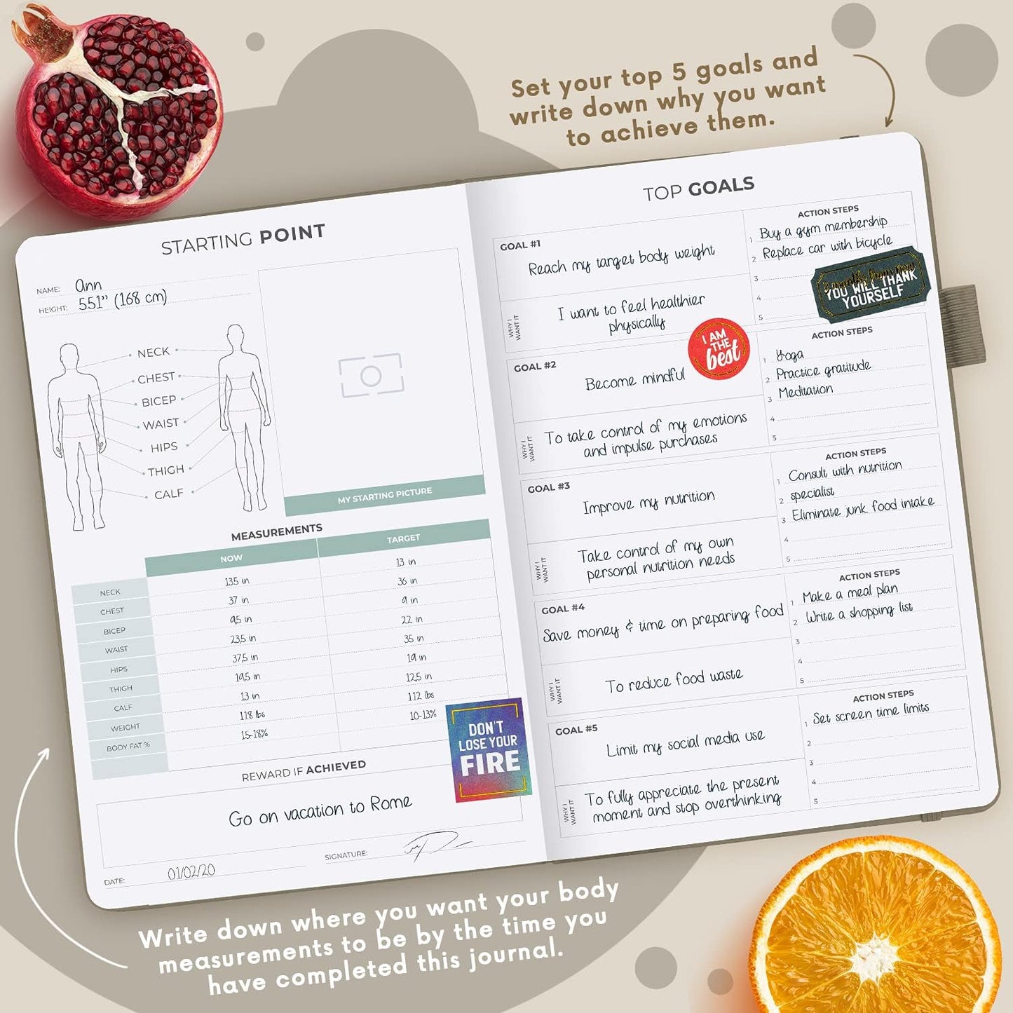 Clever Fox Wellness Planner & Food Journal for Weight Loss, A5 Orange | 5.8"x8.3" nutrition & exercise tracker for women tracking meals, diet & symptom diary, calorie counter notebook, stickers