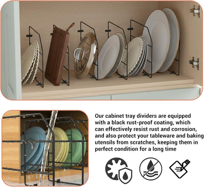 Baking Sheet Organizer Set of 6，17"x13" Vertical Tray Dividers for Kitchen Cabinets，Black Metal Cabinet Divider，Metal Wire Storage for Pans, Baking Trays and Cookware