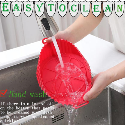 Air Fryer Silicone Liners Pot for 3-5QT 2Pack Reusable Silicone Air Fryer Liners Food Grade Accessories Basket Bowl Baking Replacement of Parchment Liners Round(6.5 Inch)