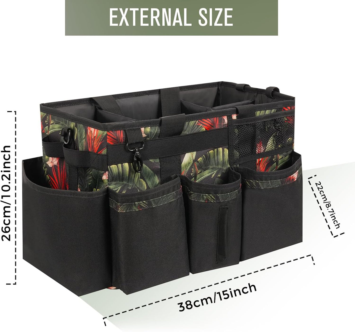 SCAVATA Wearable Cleaning Caddy, Cleaning Caddy Supplies Organizer with Handle & Shoulder Straps for Housekeepers, Under Sink & Car Cleaning Tool Organizers Bag with 4 Foldable Divider (NavyBlue)