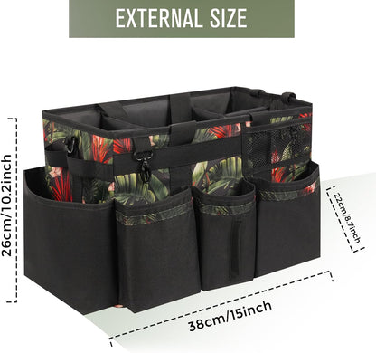 SCAVATA Wearable Cleaning Caddy, Cleaning Caddy Supplies Organizer with Handle & Shoulder Straps for Housekeepers, Under Sink & Car Cleaning Tool Organizers Bag with 4 Foldable Divider (NavyBlue)