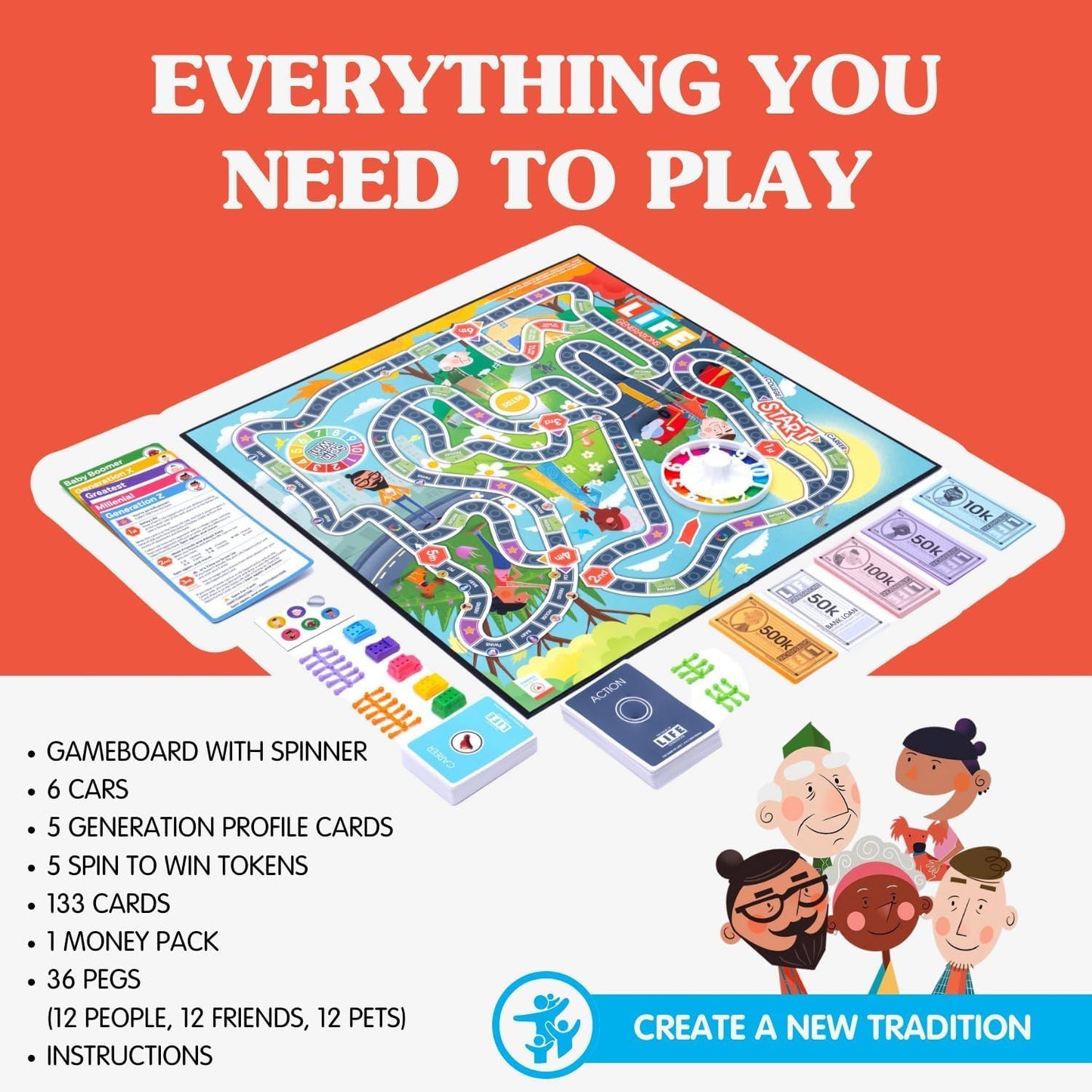 Ageless Games Taboo Charades - Classic Word Guessing & Charades Game for Older Adults - Big Easy to Read Cards for Low Vision - 80 Customizable Word Guess Cards - Fun Family Card Game for Ages 13-103