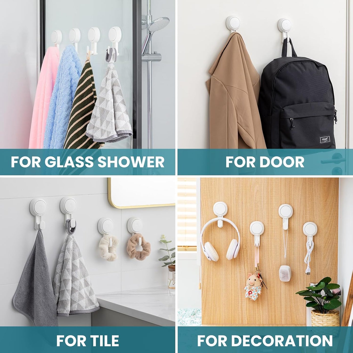 TAILI 2 Pack Upgraded Suction Cup Razor Holder for Shower Waterproof, Black | Visible Safety Indicator, Rust-Resistant Bathroom Organizer, No-Drill Glass Shower Wall Hook for Towel,Loofah,Razor,Squeegee