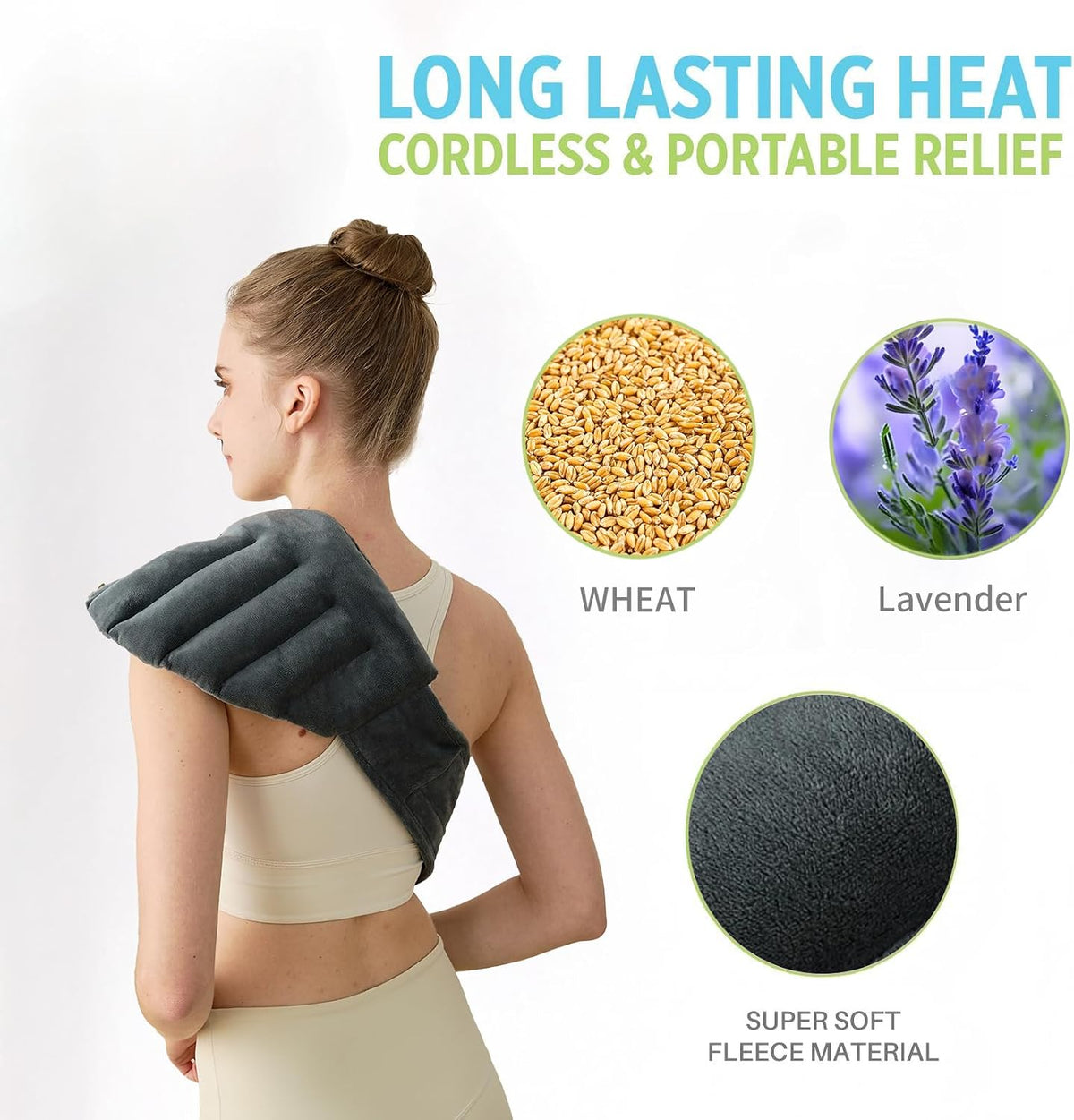 Microwavable Heating Pad for Lower Back, Waist, Stomach, and Shoulder, Hands-Free Wearable Microwavable Waist Wrap with Fastening Straps, Hot and Cold Compress for Daily Relaxation, Lavender Scented