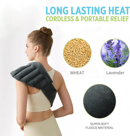 Microwavable Heating Pad for Lower Back, Waist, Stomach, and Shoulder, Hands-Free Wearable Microwavable Waist Wrap with Fastening Straps, Hot and Cold Compress for Daily Relaxation, Lavender Scented