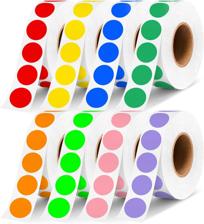 1/2 Inch Round Sticker,4 Rolls 2000Pcs Small Dot Stickers Color-Code Dots