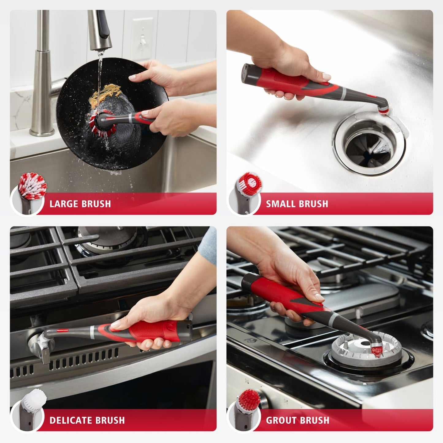 Rubbermaid Reveal Power Scrubber with Multi-Purpose & Grout Head, Cordless Electric Battery Powered Scrub Brush, Water Resistant, for Home/Kitchen/Bathroom/Grout/Tile/Shower/Tub