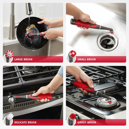 Rubbermaid Reveal Power Scrubber with Multi-Purpose & Grout Head, Cordless Electric Battery Powered Scrub Brush, Water Resistant, for Home/Kitchen/Bathroom/Grout/Tile/Shower/Tub
