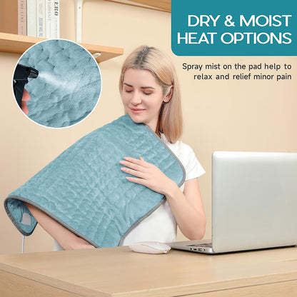 Heating Pad for Period Cramps, Heating Pad for Back/Neck/Shoulder Muscle Pain, 6 Heating&4 Timer Setting, Auto Shut Off, Dry/Moist Heat & Machine Washable, Gray Birthday Christmas Gifts for Women Mom