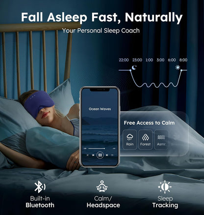 Luxury Bluetooth 5.4 Sleep Mask for Adults - Ice Fiber Cooling & HD Sound, 100% Light Blocking Adjustable Eye Cover for Travel & Side Sleepers - Soft Sleep Headphones with 10H Playtime