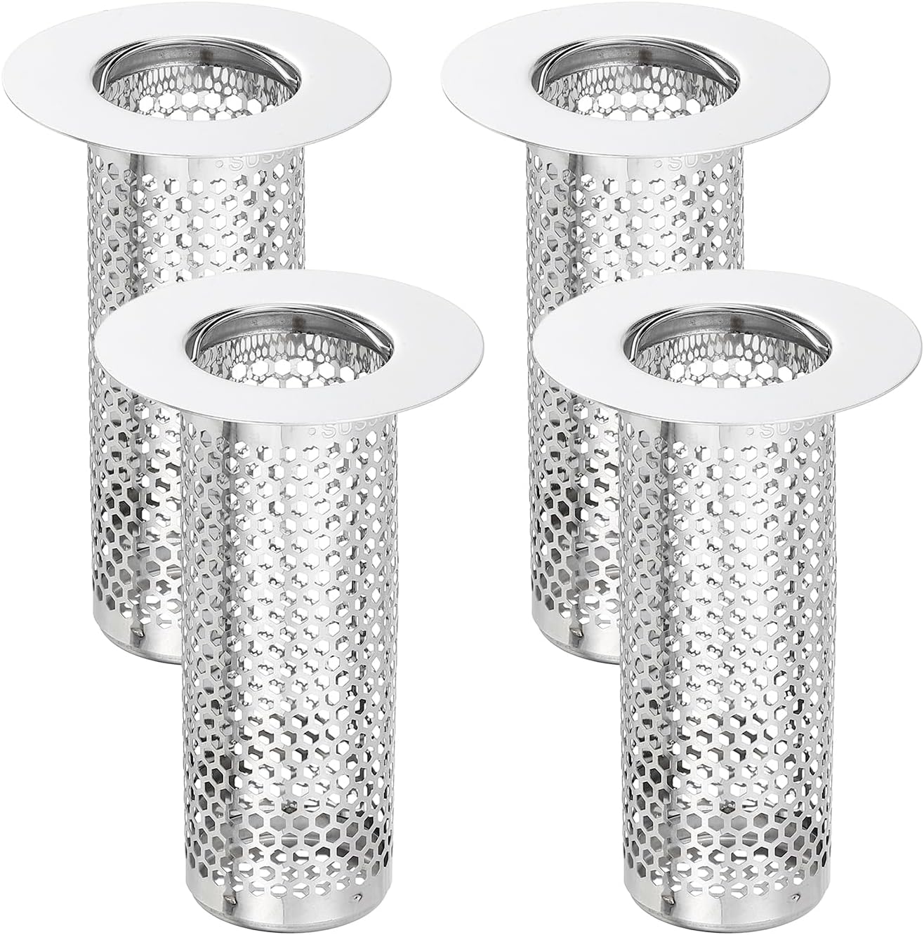 uxcell 2 Pack Shower Drain Strainer, 2" x 2.5" Stainless Steel Floor Drain Strainer Deep Sink Hair Catcher for Kitchen Bathroom Balcony Floor Drain, Fit Hole Size from 1.57" to 2.56"